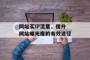 网站买IP流量，提升网站曝光度的有效途径