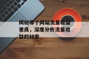 揭秘哪个网站流量收益更高，深度分析流量收益的秘密