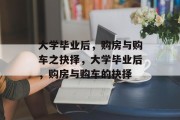 大学毕业后，购房与购车之抉择，大学毕业后，购房与购车的抉择