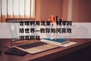 合理利用流量，畅享网络世界—教你如何高效浏览网站