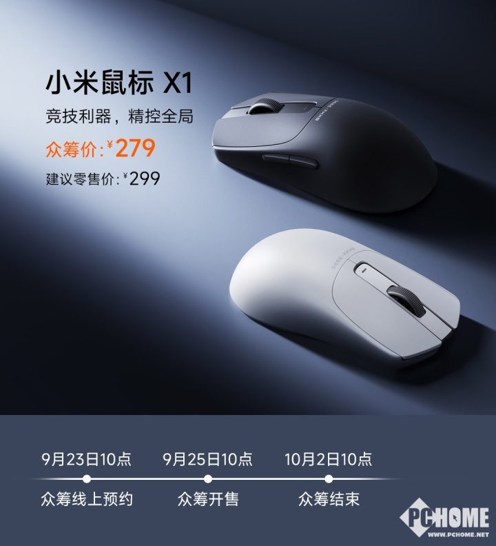 小米鼠标X1上线众筹 支持有线无线双8K众筹价279元